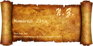 Naményi Zita névjegykártya